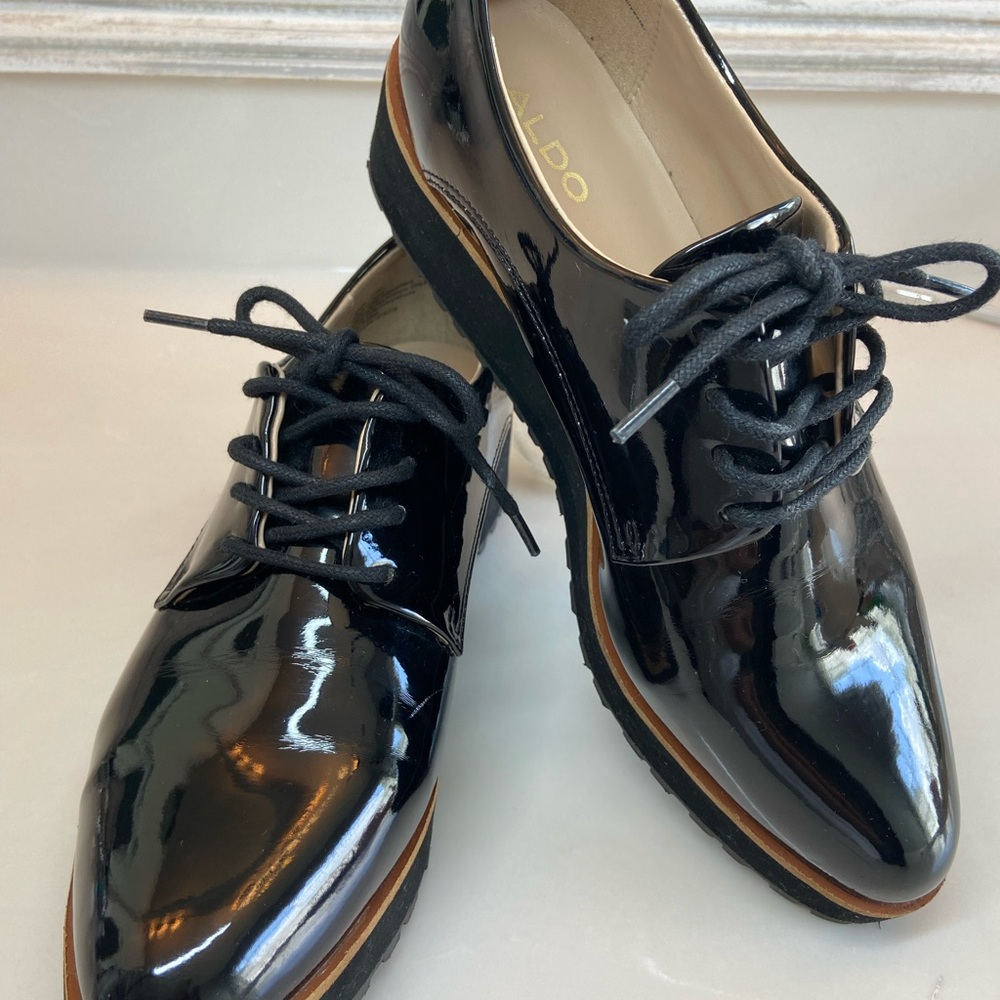 Aldo Glossy Black Leather Shoes